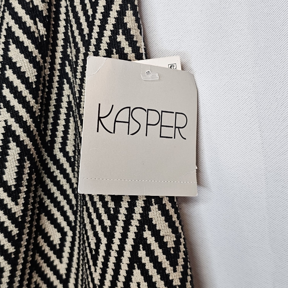 Kasper Black and White Patterned Midi Skirt - Picture 2 of 5